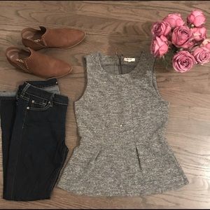 Madewell Heather Gray Peplum Tank Top